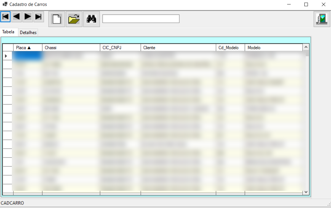 Tela do ERP Oficina — cadastro de veículos